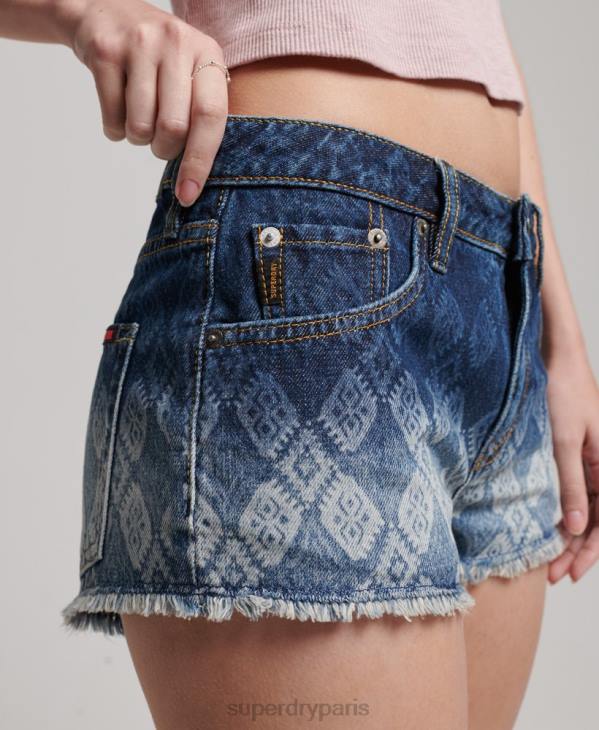 Superdry femmes short chaud en jean D64Z3110 vêtements bleu foncé