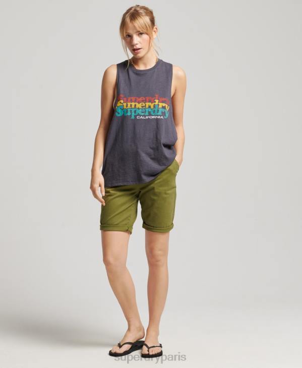 Superdry femmes short chino de ville D64Z3121 vêtements vert
