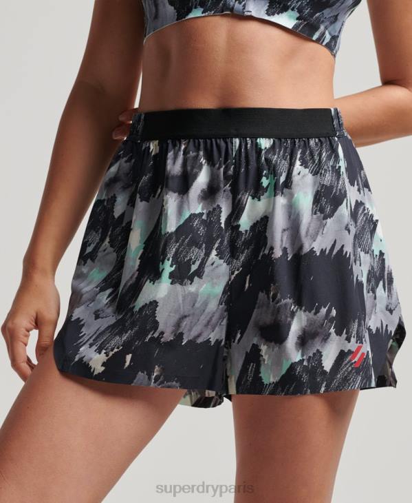 Superdry femmes short de course D64Z6316 vêtements gris foncé