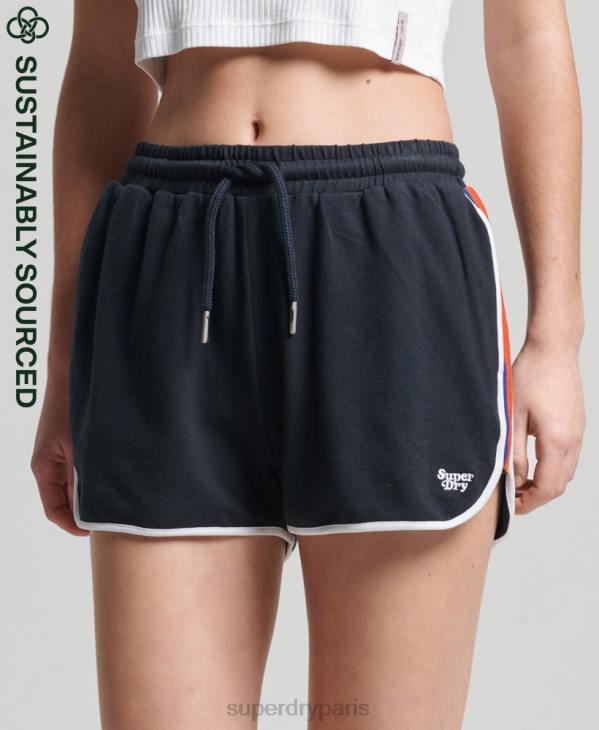 Superdry femmes short de course en coton biologique à rayures vintage D64Z6542 vêtements marine