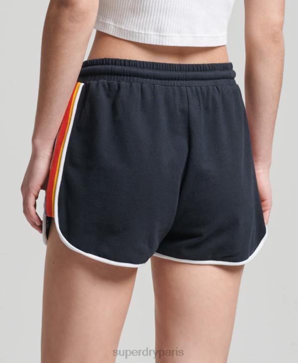Superdry femmes short de course en coton biologique à rayures vintage D64Z6542 vêtements marine