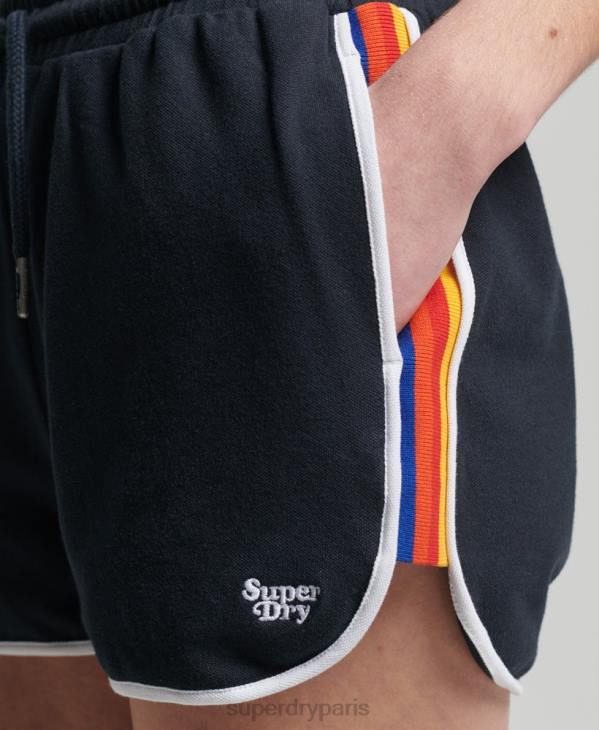 Superdry femmes short de course en coton biologique à rayures vintage D64Z6542 vêtements marine