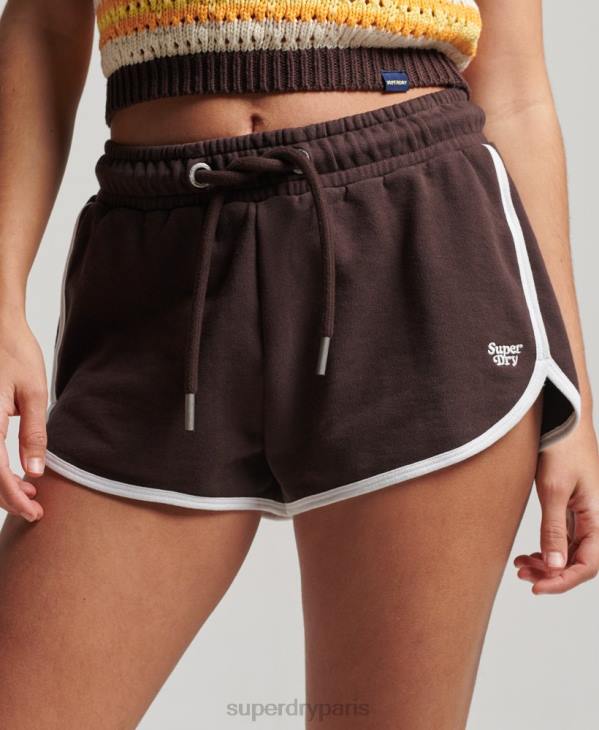 Superdry femmes short de course en jersey vintage D64Z3111 vêtements brun