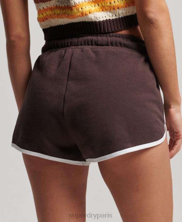 Superdry femmes short de course en jersey vintage D64Z3111 vêtements brun