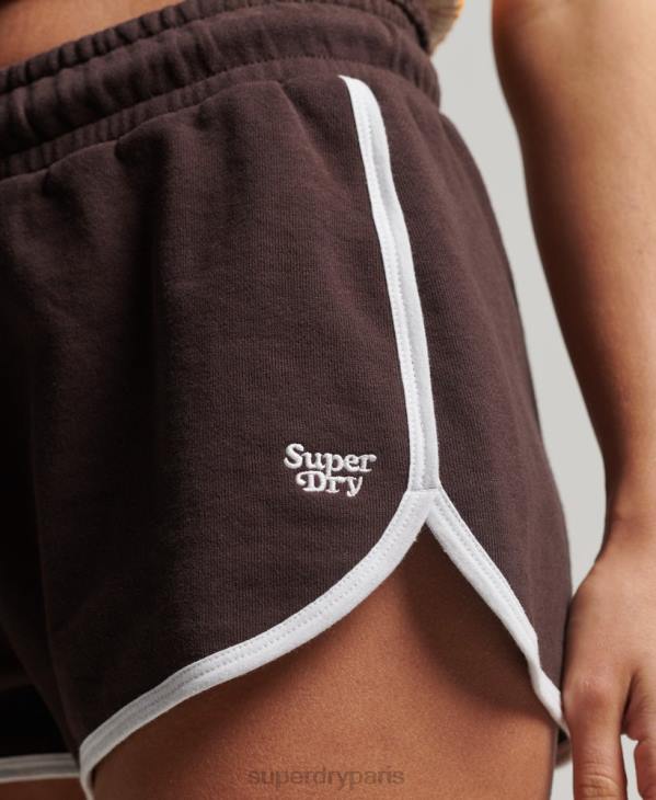 Superdry femmes short de course en jersey vintage D64Z3111 vêtements brun