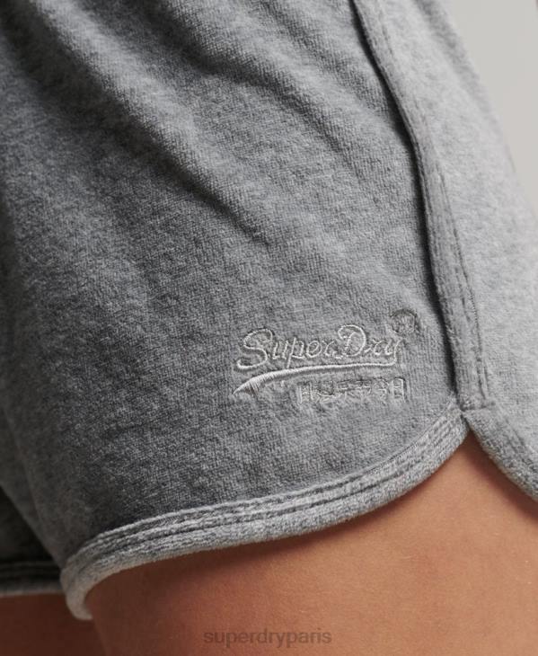 Superdry femmes short de course en velours à logo vintage D64Z2148 vêtements gris