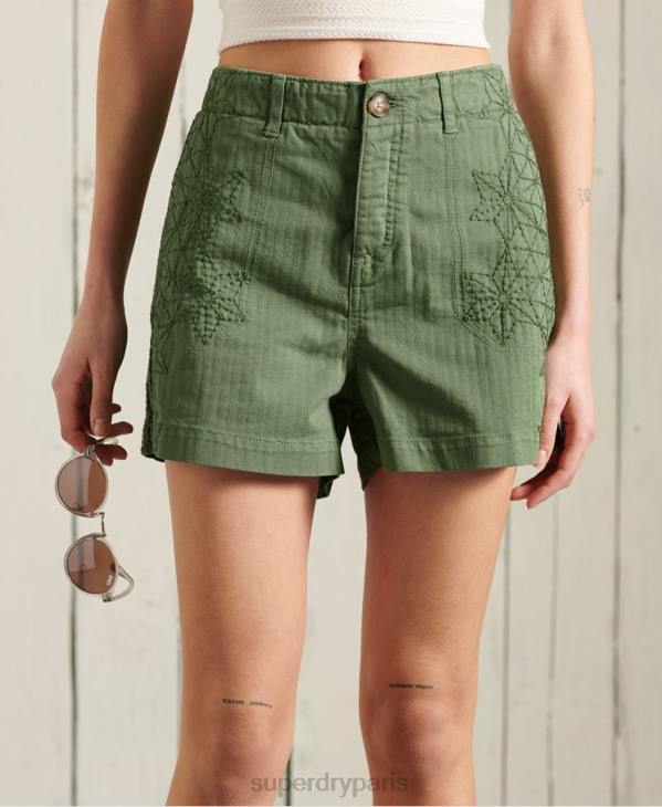 Superdry femmes short de fatigue D64Z3175 vêtements vert