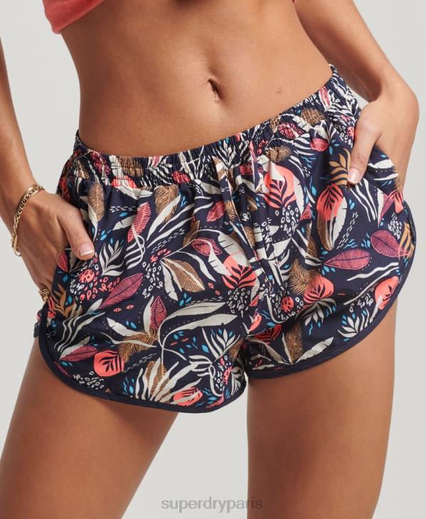 Superdry femmes short de plage imprimé D64Z3093 vêtements marine