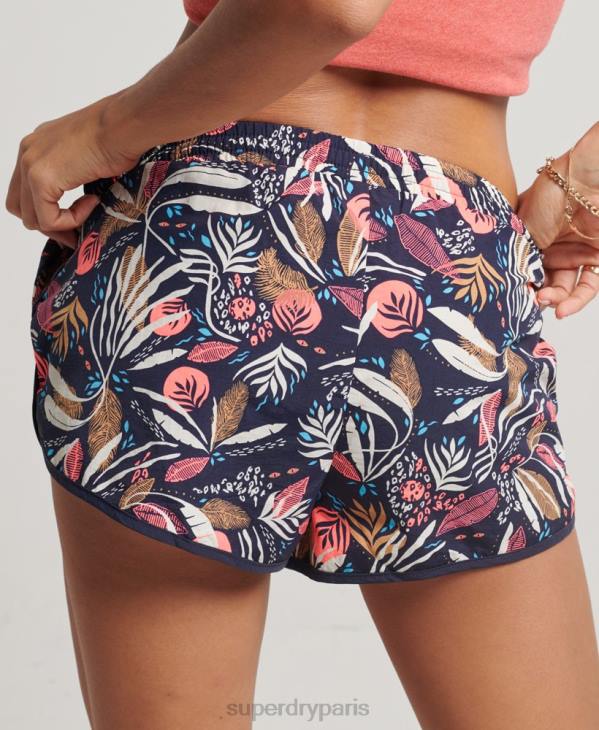 Superdry femmes short de plage imprimé D64Z3093 vêtements marine