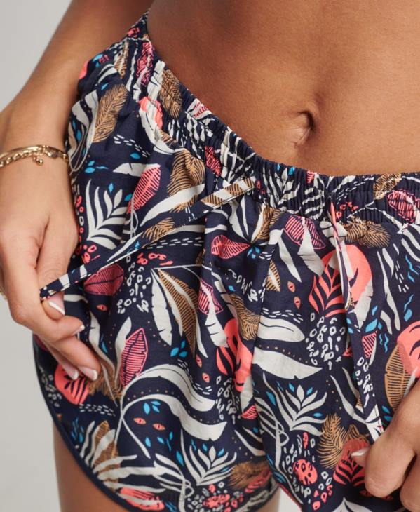Superdry femmes short de plage imprimé D64Z3093 vêtements marine