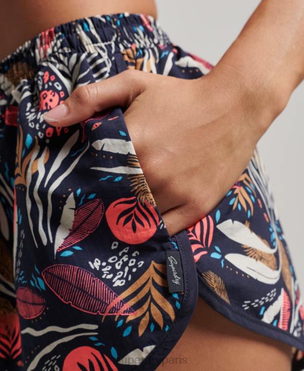 Superdry femmes short de plage imprimé D64Z3093 vêtements marine