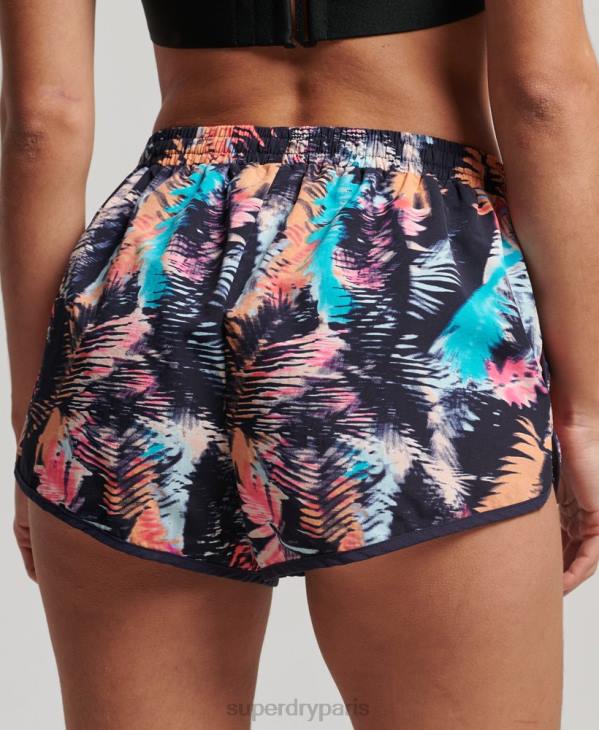Superdry femmes short de plage imprimé D64Z3101 vêtements bleu