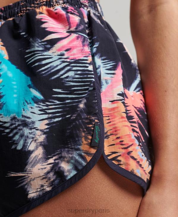 Superdry femmes short de plage imprimé D64Z3101 vêtements bleu