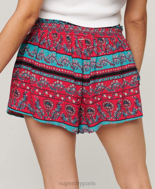 Superdry femmes short de plage smocké D64Z2076 vêtements rose