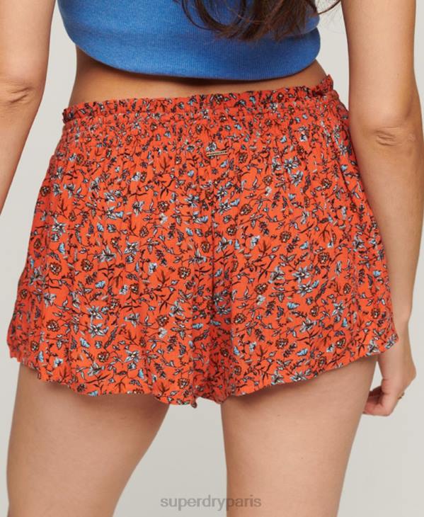 Superdry femmes short de plage smocké D64Z2112 vêtements orange