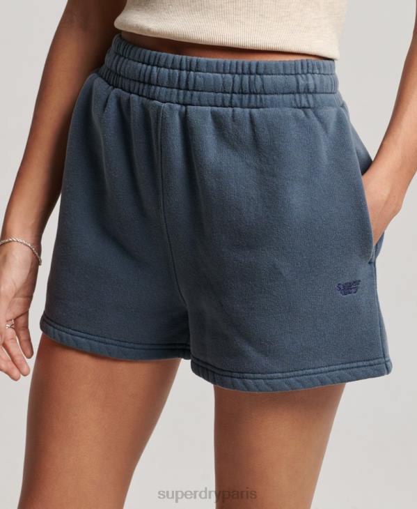 Superdry femmes short de survêtement délavé vintage D64Z3122 vêtements marine