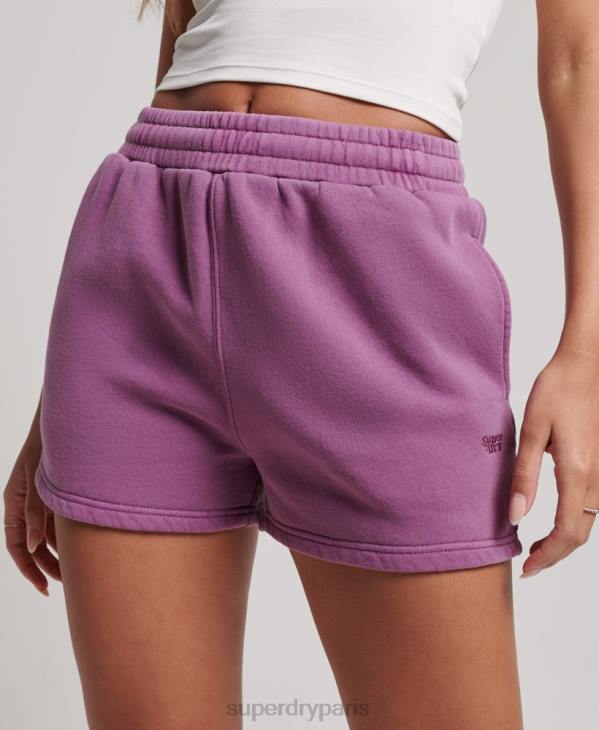 Superdry femmes short de survêtement délavé vintage D64Z3128 vêtements violet