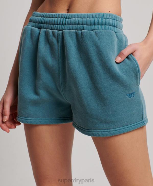 Superdry femmes short de survêtement délavé vintage D64Z3140 vêtements turquoise
