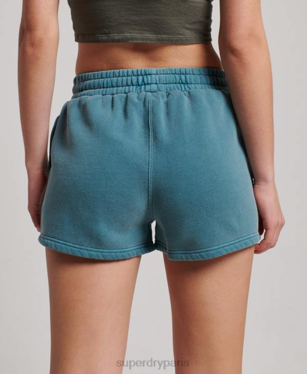 Superdry femmes short de survêtement délavé vintage D64Z3140 vêtements turquoise