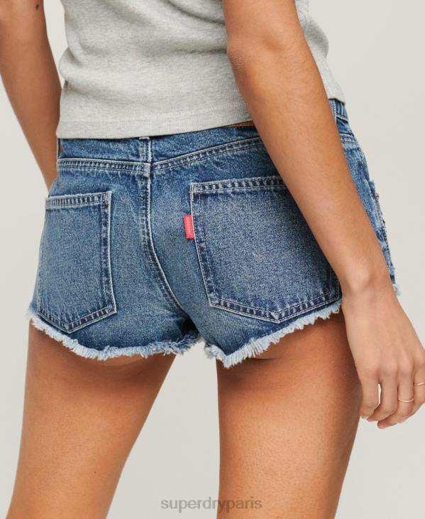 Superdry femmes short en jean orné de strass D64Z2090 vêtements bleu
