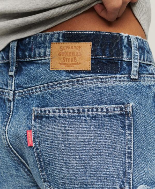 Superdry femmes short en jean orné de strass D64Z2090 vêtements bleu