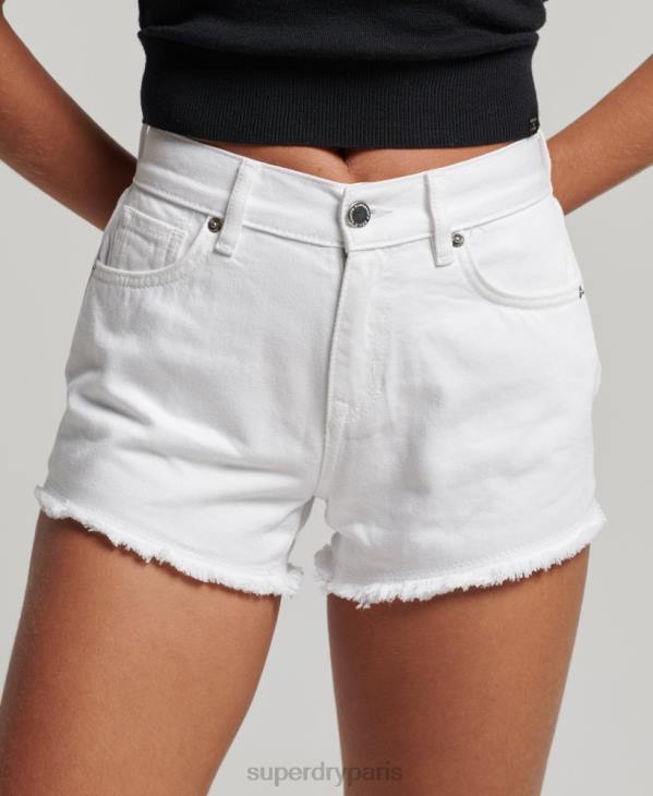 Superdry femmes short en jean taille haute D64Z2024 vêtements blanc