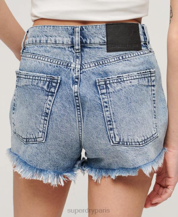Superdry femmes short en jean taille haute D64Z2061 vêtements bleu clair