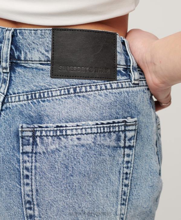 Superdry femmes short en jean taille haute D64Z2061 vêtements bleu clair