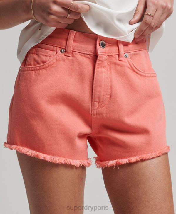 Superdry femmes short en jean taille haute D64Z3104 vêtements corail