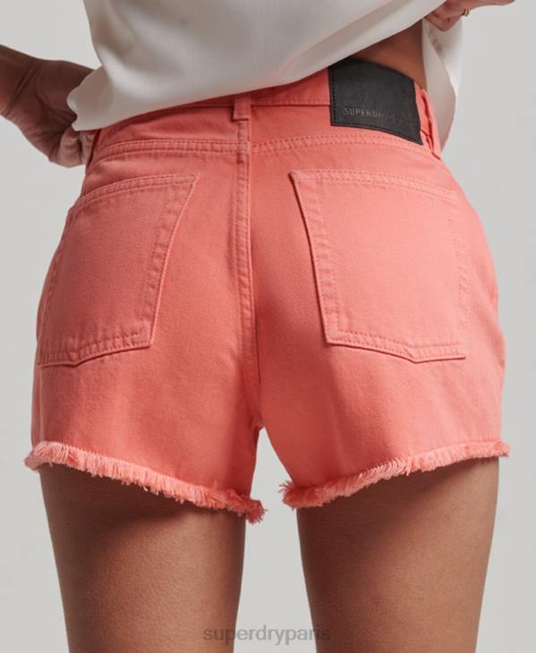 Superdry femmes short en jean taille haute D64Z3104 vêtements corail