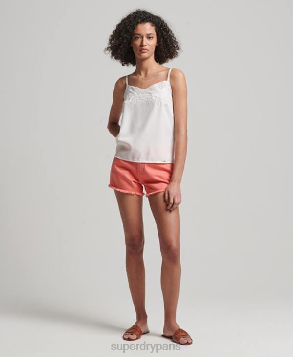 Superdry femmes short en jean taille haute D64Z3104 vêtements corail
