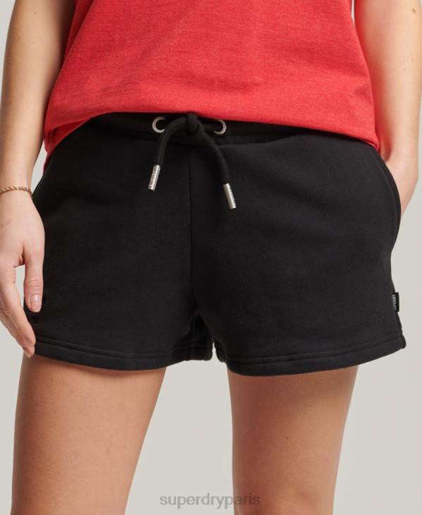 Superdry femmes short en jersey de coton bio à logo vintage D64Z3150 vêtements noir