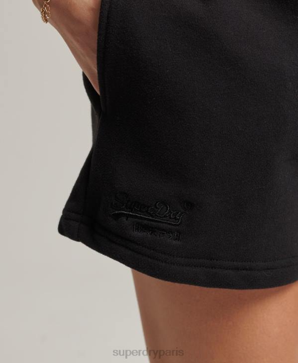 Superdry femmes short en jersey de coton bio à logo vintage D64Z3150 vêtements noir