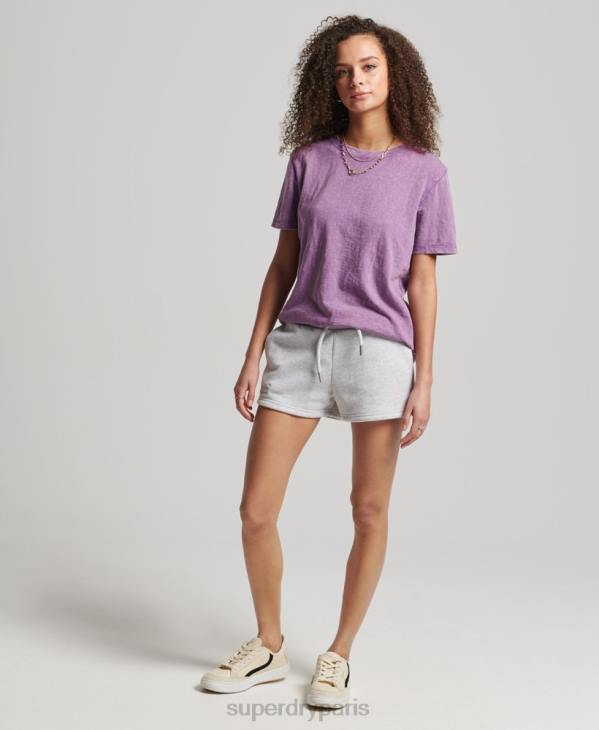 Superdry femmes short en jersey de coton bio à logo vintage D64Z3153 vêtements gris clair