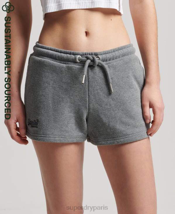 Superdry femmes short en jersey de coton bio à logo vintage D64Z6624 vêtements gris