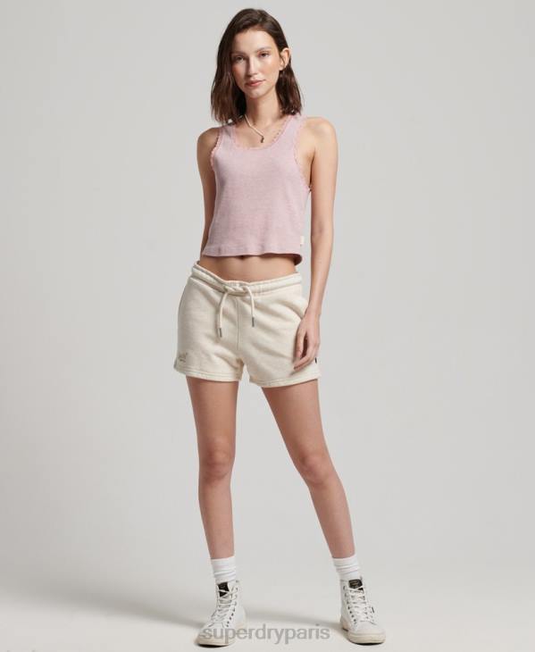 Superdry femmes short en jersey à logo brodé D64Z2181 vêtements crème