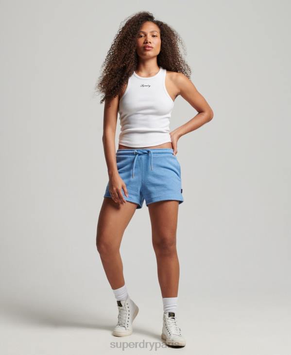 Superdry femmes short en jersey à logo brodé D64Z3113 vêtements bleu