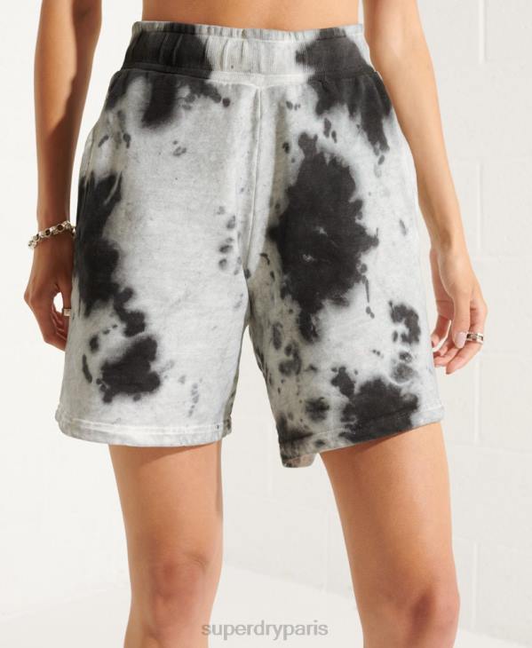 Superdry femmes short en molleton tie-dye D64Z3167 vêtements noir