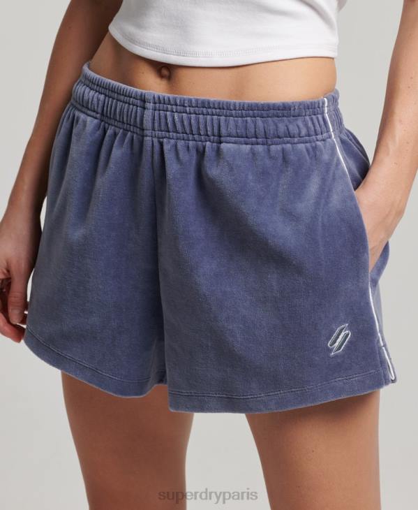 Superdry femmes short en velours à logo s D64Z3145 vêtements bleu