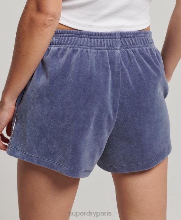 Superdry femmes short en velours à logo s D64Z3145 vêtements bleu