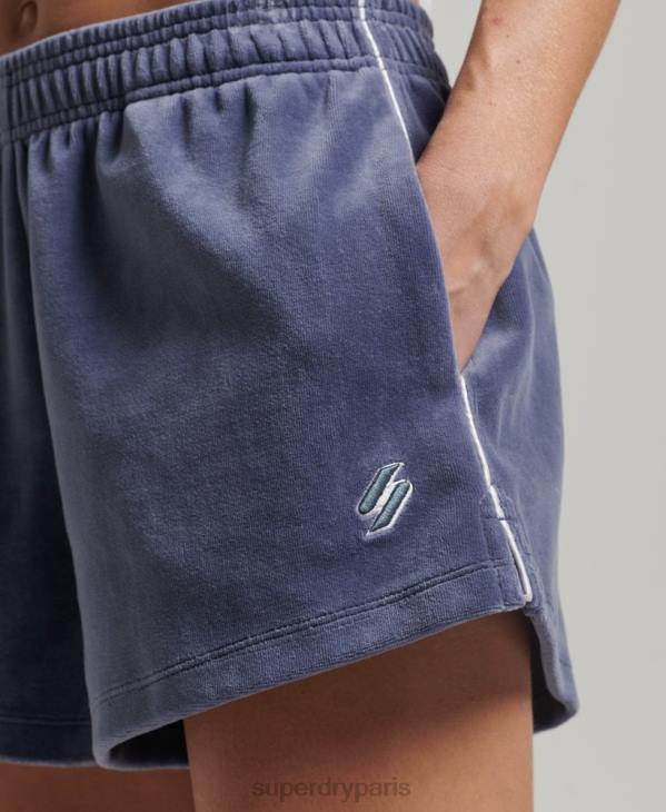 Superdry femmes short en velours à logo s D64Z3145 vêtements bleu