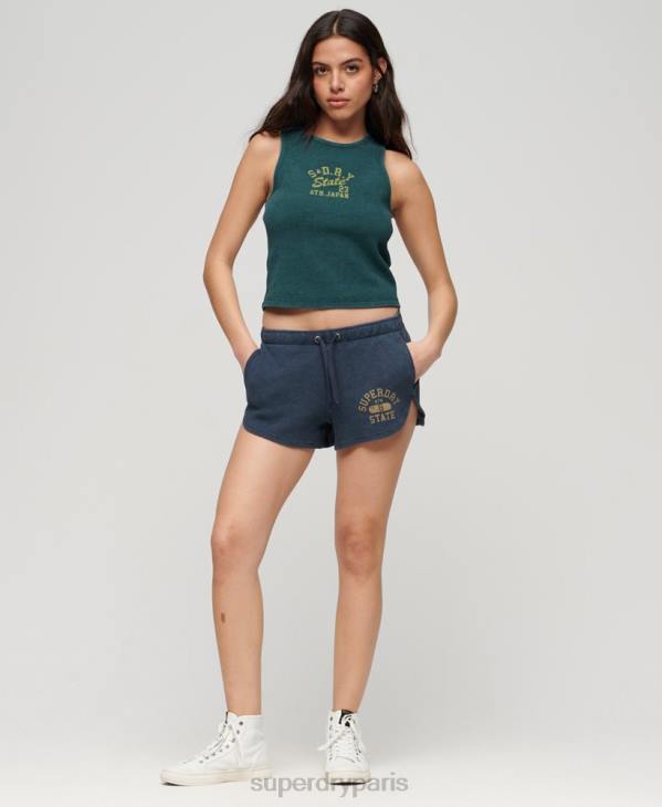 Superdry femmes short gaufré essentiel athlétique D64Z2048 vêtements bleu