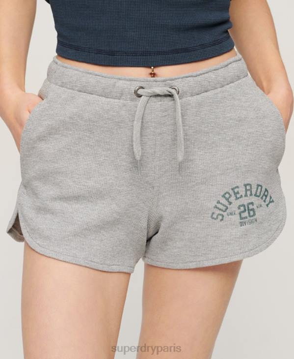Superdry femmes short gaufré essentiel athlétique D64Z2183 vêtements gris