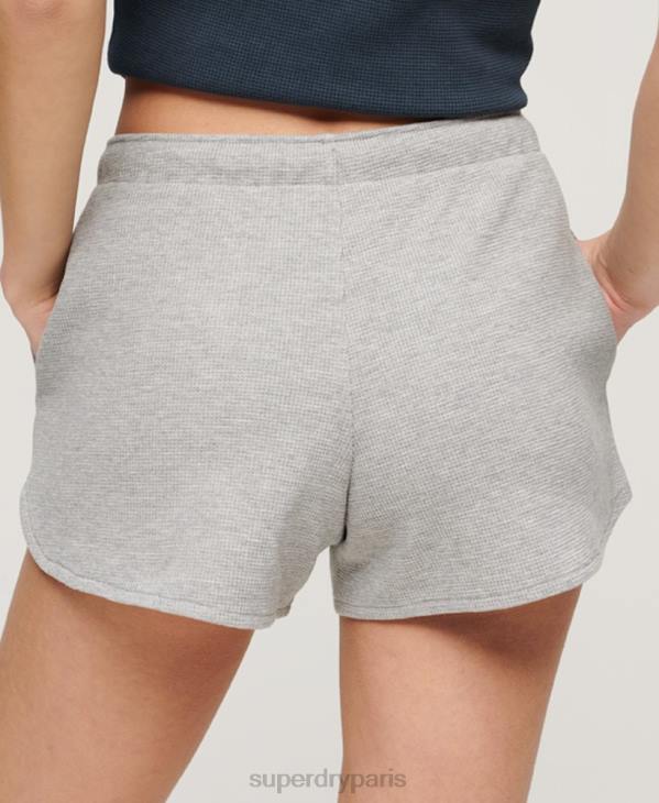 Superdry femmes short gaufré essentiel athlétique D64Z2183 vêtements gris