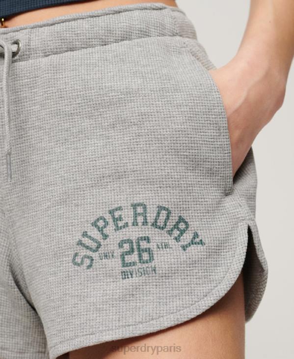 Superdry femmes short gaufré essentiel athlétique D64Z2183 vêtements gris