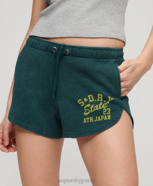 Superdry femmes short gaufré essentiel athlétique D64Z3109 vêtements vert