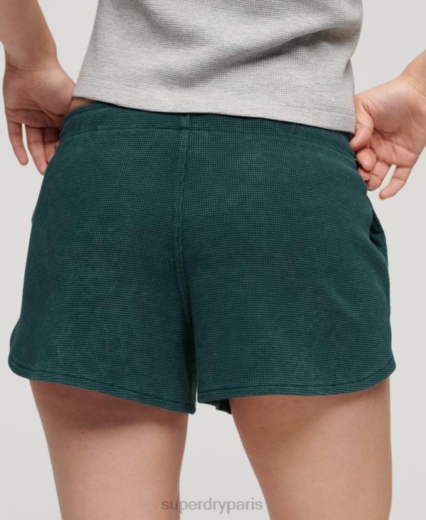 Superdry femmes short gaufré essentiel athlétique D64Z3109 vêtements vert
