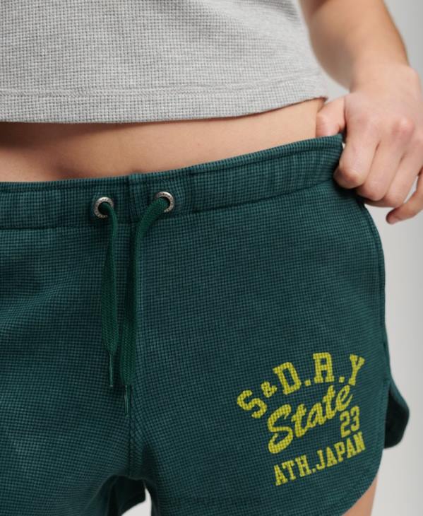 Superdry femmes short gaufré essentiel athlétique D64Z3109 vêtements vert