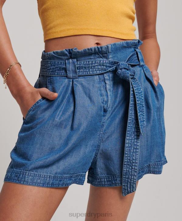 Superdry femmes short paperbag D64Z3139 vêtements bleu
