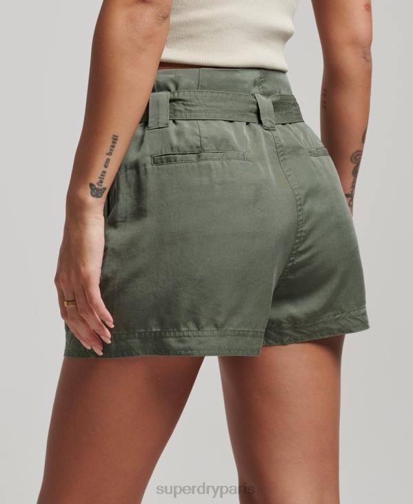 Superdry femmes short paperbag D64Z3166 vêtements vert